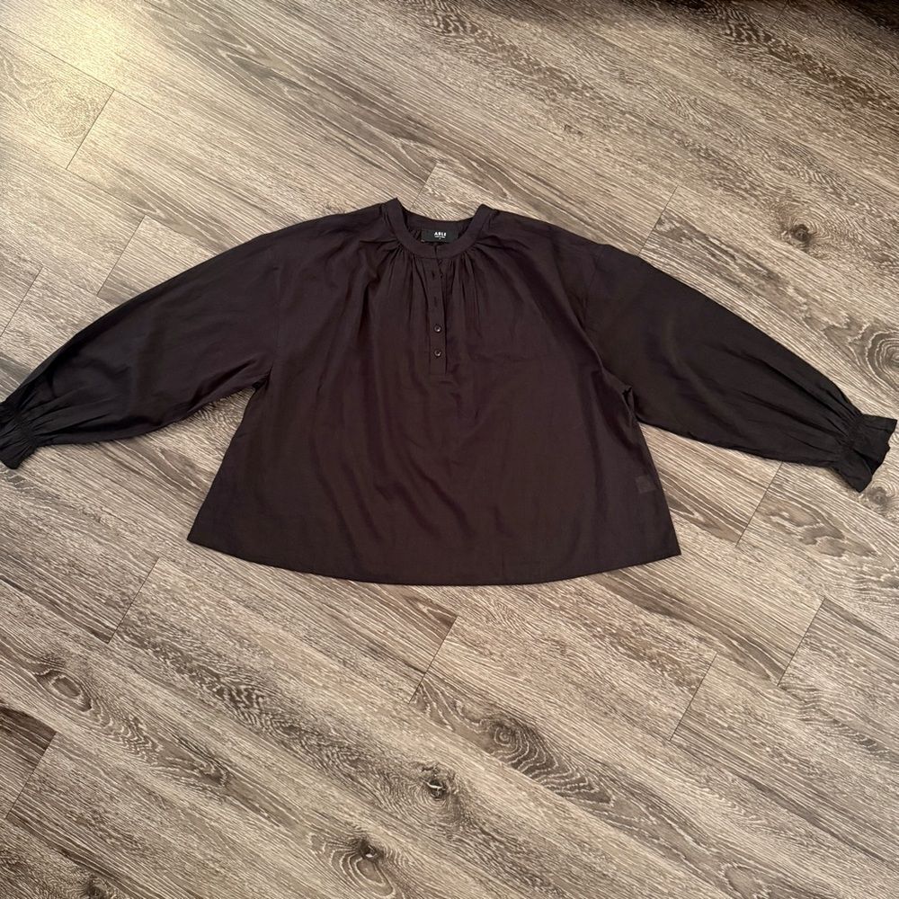 Able Cotton Balloon Sleeve Half Button Blouse